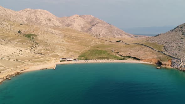 Aerial view of hidden beach at Vela luka bay during the summer, Baska, Croatia. alt