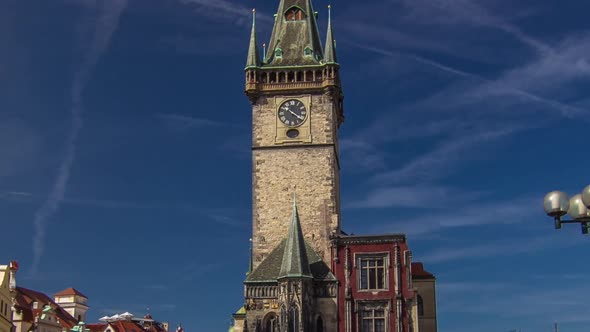 Old Town City Hall in Prague Timelapse Hyperlapse View From Old Town Square Czech Republic alt