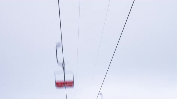 Ski Lift Skiers and Snowboarders Resort in Carpatian Mountains Time Lapse