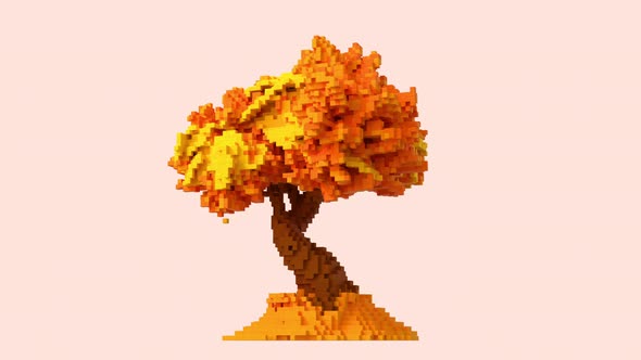Transformation of a 3d pixel into a digital autumn tree alt