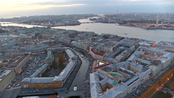 Drone View Os the Historical Center of Saint Petersburg City