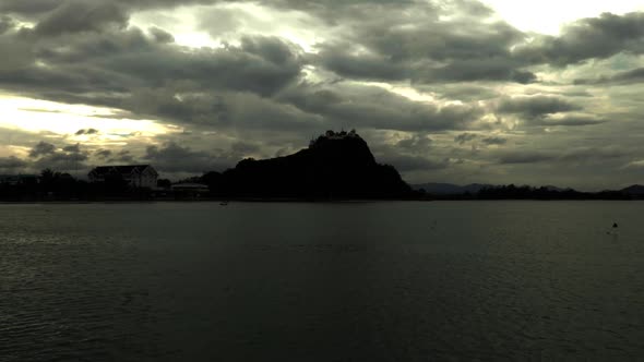 Looking at the mountain from the beach in Thailand. (Slow motion) alt