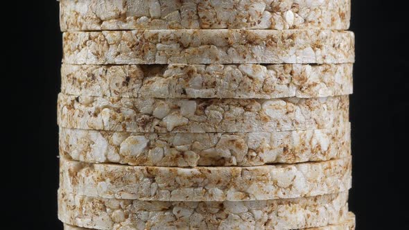 Dry Buckwheat crispbread round stack close up texture alt