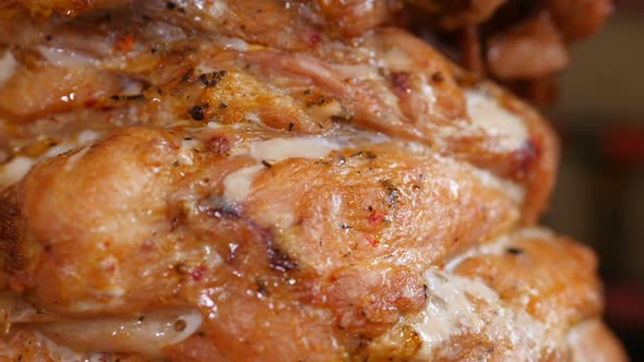 Juicy Roasting Meat in Closeup