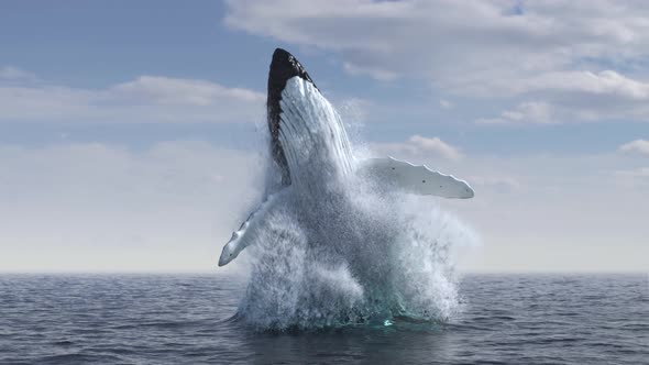 Humpback Whale Jumps Out of the Water 4k