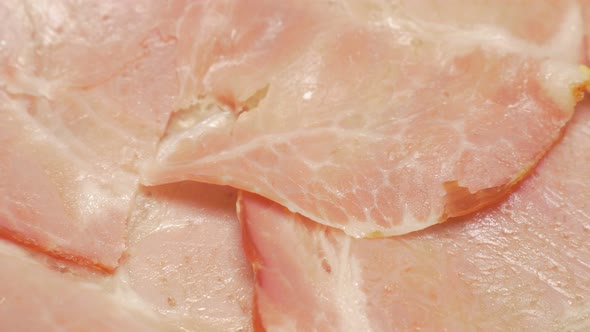 Bacon slices served for lunch 4K UHD 2160p footage - Bacon meat slices served 4K 3840X2160 UHD panni alt