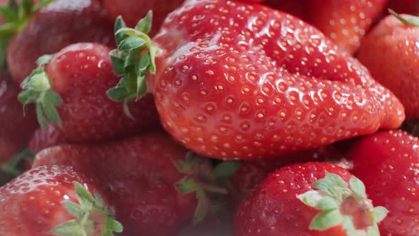 Ripe fresh strawberries close up.  Organic ripe strawberry. Concept of hygiene, diet and healthy