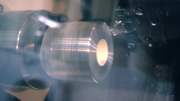 Turning a Metal Part at the Factory