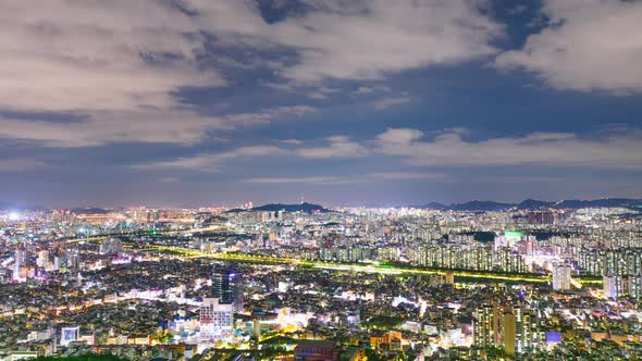 Time Lapse of Seoul City Seoul Tower at night South Korea