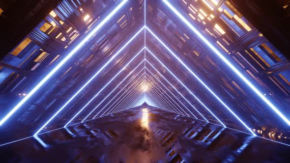 HD Flight in abstract sci-fi tunnel seamless loop. Futuristic motion graphics, high tech background