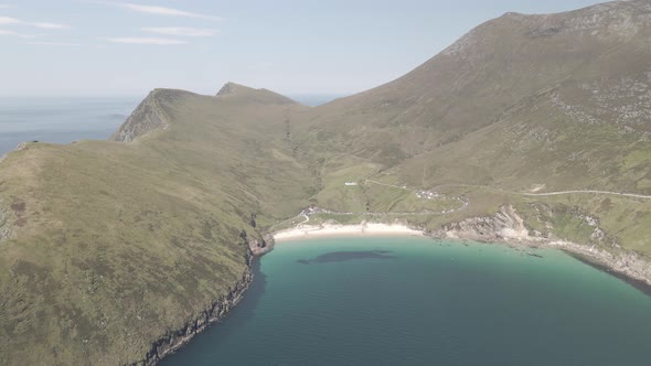 Azure Waters Surrounding Breathtaking Scenery Of Achill Island In Ireland - aerial shot alt