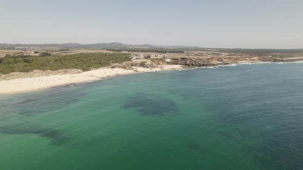 Aerial view of Fort of Pessegueiro in Porto Covo beach in Alentejo, Portugal