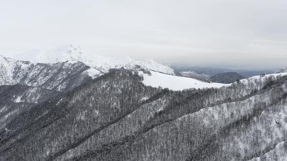 Aerial View Snowy Capped Mountain alt