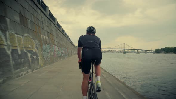 Active Cyclist Professional Athlete Cardio Workout Training For Triathlon. Recreation Sport. alt