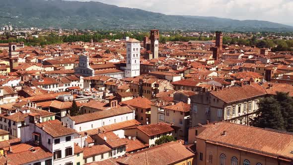Aerial View of Lucca Cityscape in Spring Season Tuscany  Italy alt