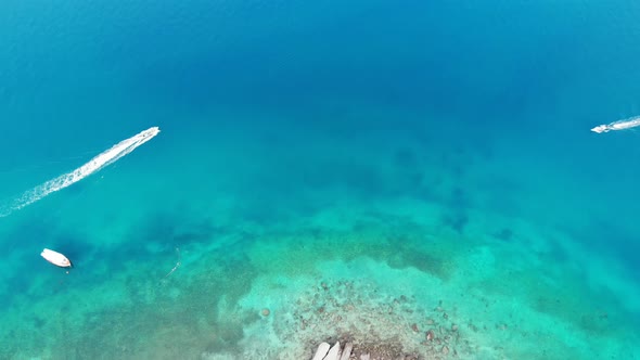 Calm Colorful Azure Turquoise Sea Near Tiny Tropical Volcanic Island Koh Tao, Unique Small Paradise alt