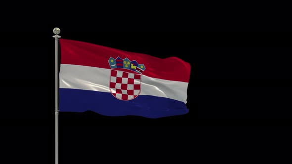 Croatia Flag Medium Shot Waving Looping Animation Include Alpha