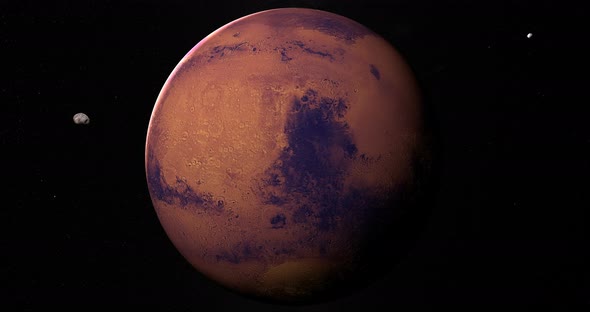 Phobos And Deimos Orbiting Around Mars Planet, Motion Graphics | VideoHive