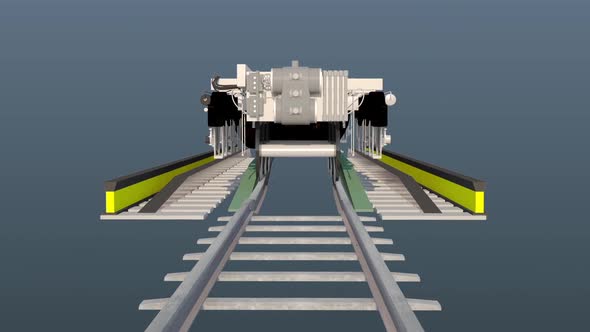 Train bogie contraction, 3D Graphics animation video. alt