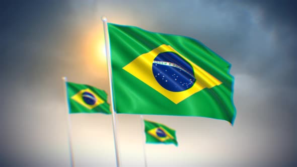 Brazil Flags Background 4K