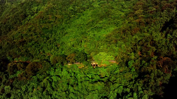 Aerial View of Mountain Road On Side of Hong Kong Tallest Peak Tai Mo Shan Mountain alt