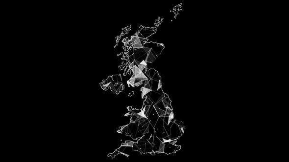 Abstract White Plexus Network In United Kingdom Map alt