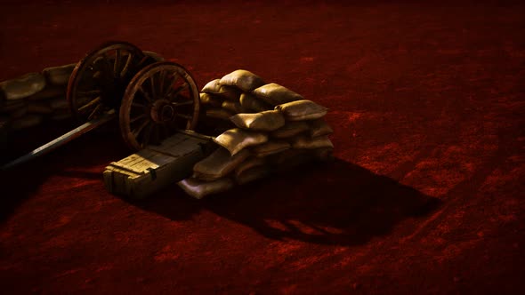 Gun Behind Sandbags During the U.S. Civil War alt