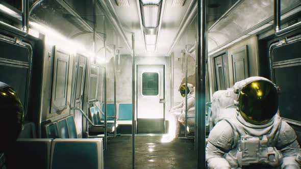 Astronauts Go To Work in The Train, Motion Graphics | VideoHive