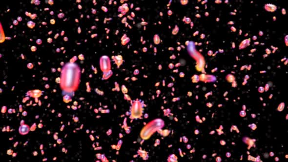 Abstract 3D background of moving bacteria alt