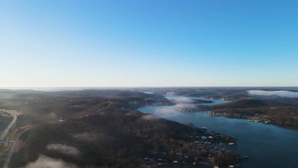 Establishing Aerial View Above Lake of the Ozarks, Beautiful Missouri Landscape alt