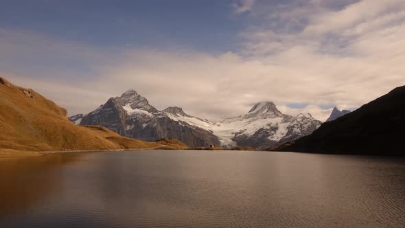 Picturesque View on Bachalpsee Lake in Swiss Alps Mountains