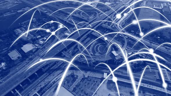Smart Digital City Highway with Globalization Graphic of Connection Network alt