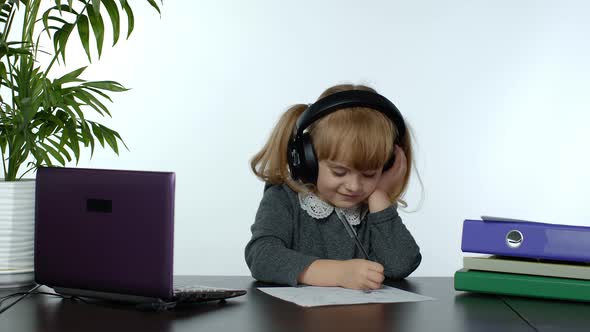 Back To School, Online Learning, Distance Lesson, Education at Home, Technology for Schoolgirl Child alt