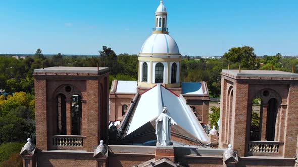 Church, Cathedral, Temple (Mendoza, Argentina) aerial view, drone footage alt