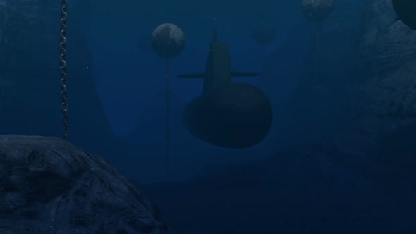 Submarine Passing Through A Minefield alt