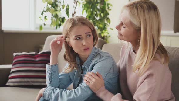 Upset Carrying 50 Years Old Mature Mother Cuddling Hugging Soothing Crying Desperate Grown Up alt