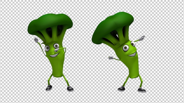 Broccoli Cartoon 3d Character Dancing Gangnam Style (2-Pack)