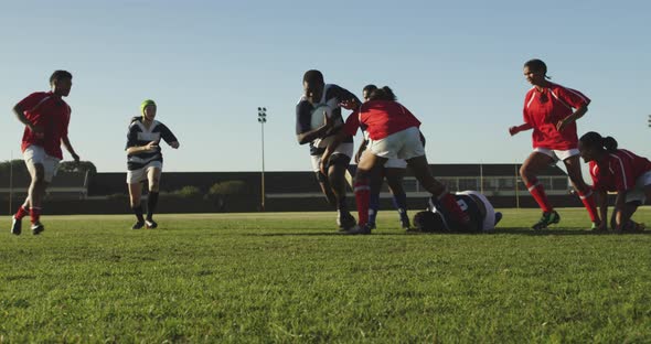 Young adult female rugby match alt