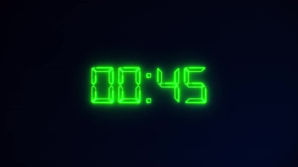 Retro Green Neon Light 60 Seconds Countdown