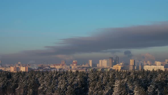 Time lapse of a city on a cold winter day