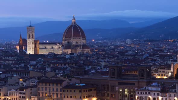 Day to Night Zoom on the Duomo Cathedral of Florence
