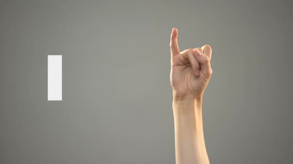 Letter I in Sign Language, Hand on Background, Communication for Deaf, Lesson alt