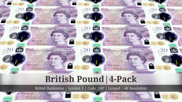 British Pound | United Kingdom Currency - 4 Pack | 4K Resolution | Looped alt