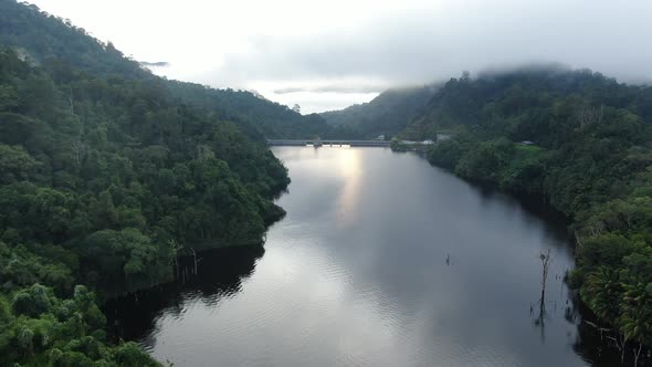 Aerial view of New Zealand Fjords alt