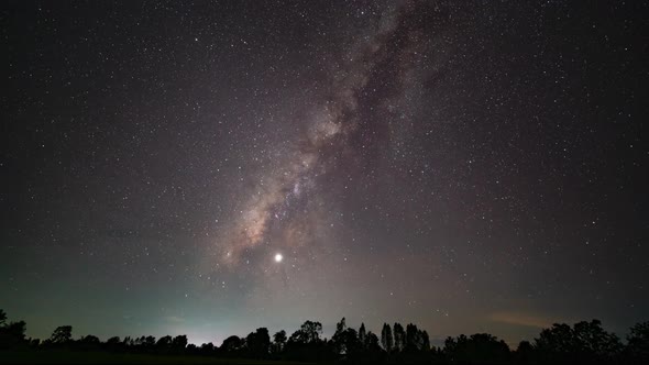 Natures video night shot landscape scene in Milky Way movement in time-lapse video. Nature and trave alt