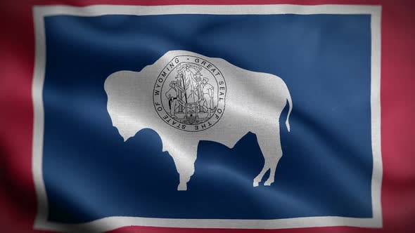 Wyoming State Flag Blowing In Wind alt