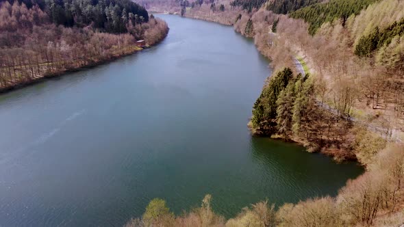 Flight Over Lake at Spring