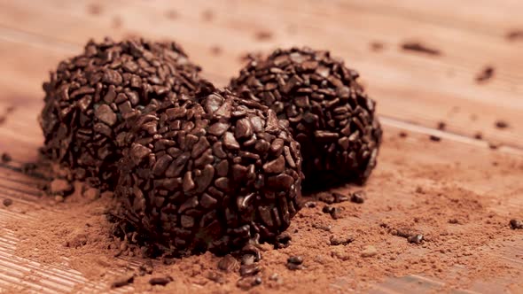 Chocolate grainy falling in Brigadeiro Slow Motion