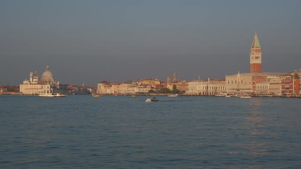 San Marco St Mark Tower and Basilica Santa Maria della Salute in Venice Timelapse alt