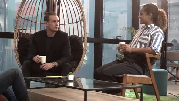 Office Worker Relax at Coffee Corner While Taking a Short Break From Work alt